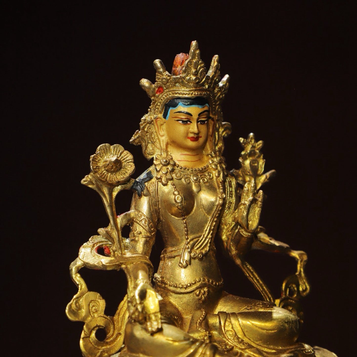 Bronze painted [Green Tara] Buddha statue
