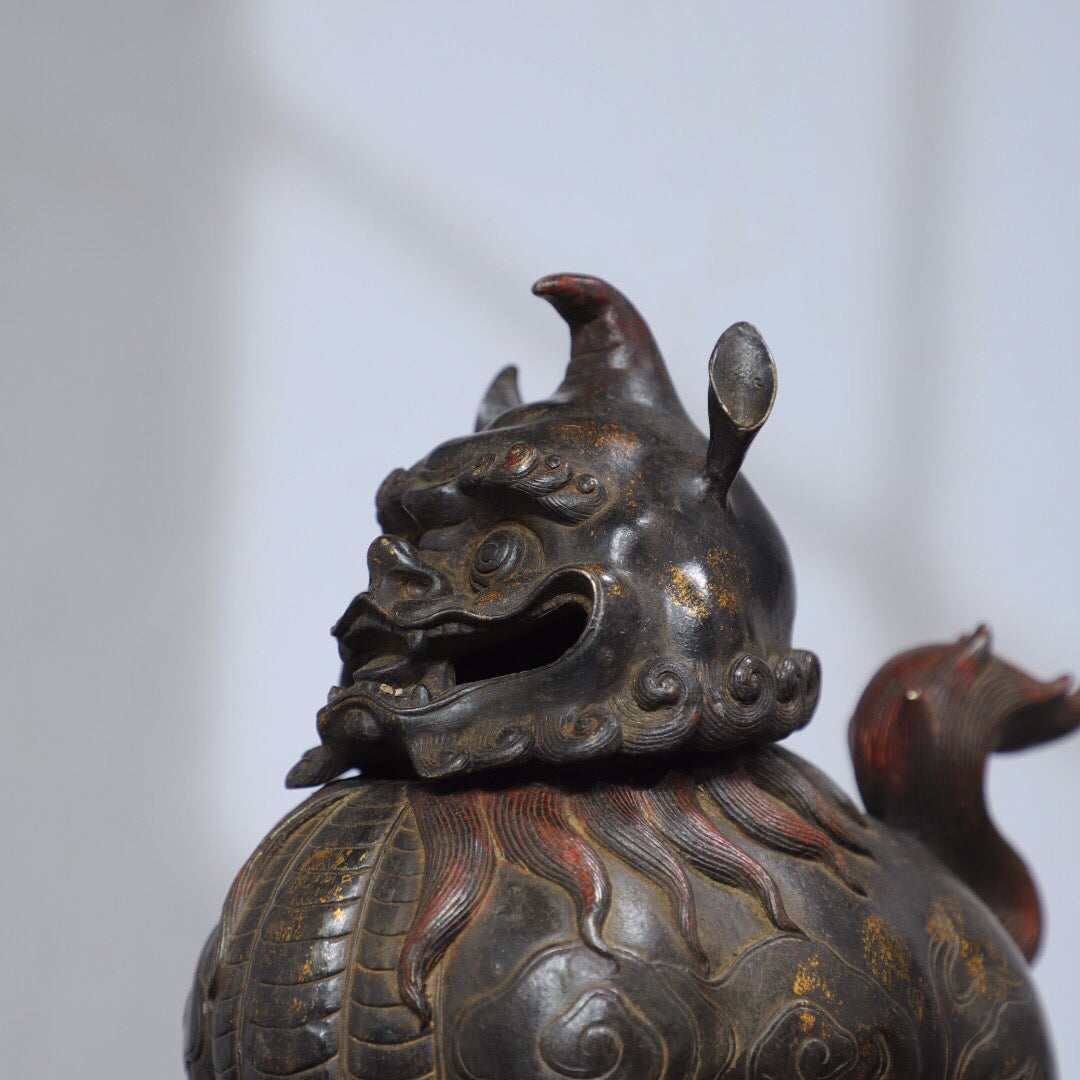 Chinese antique pure copper [auspicious beast] incense burner