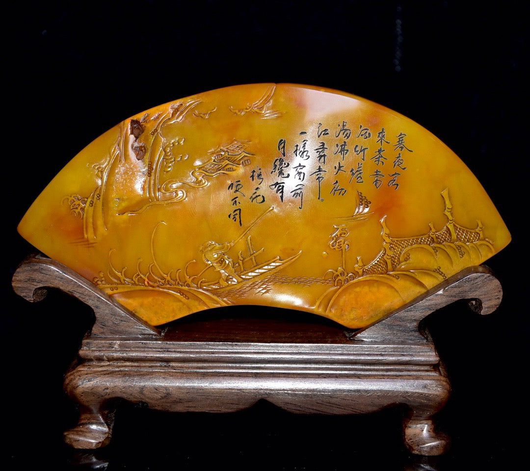 Shoushan Shitian Huangshi fan-shaped ornaments