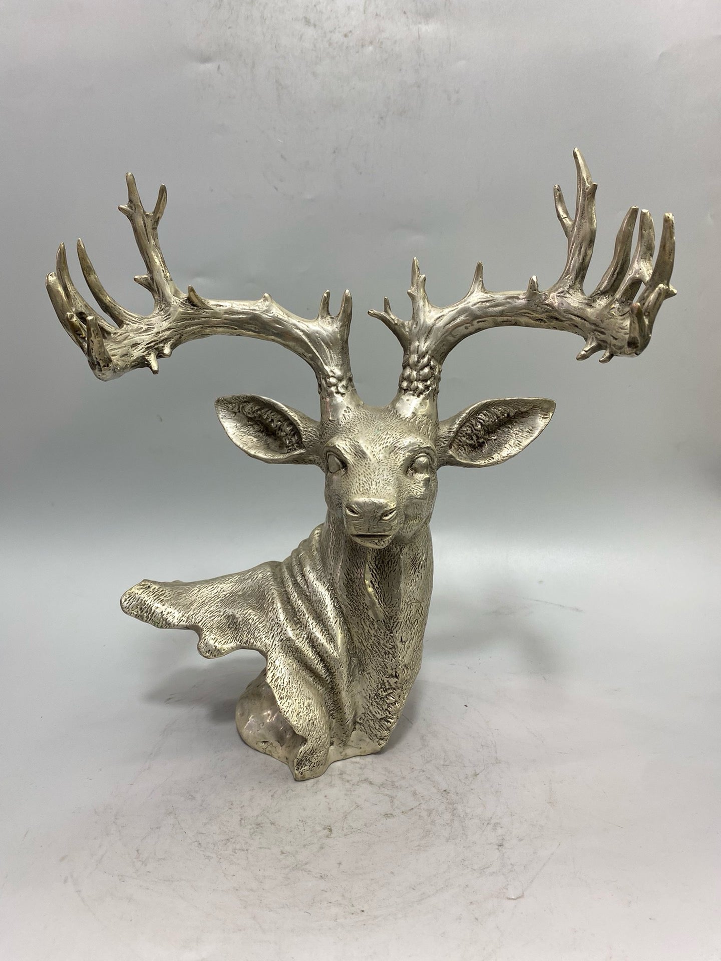 Chinese antique white copper deer head ornament