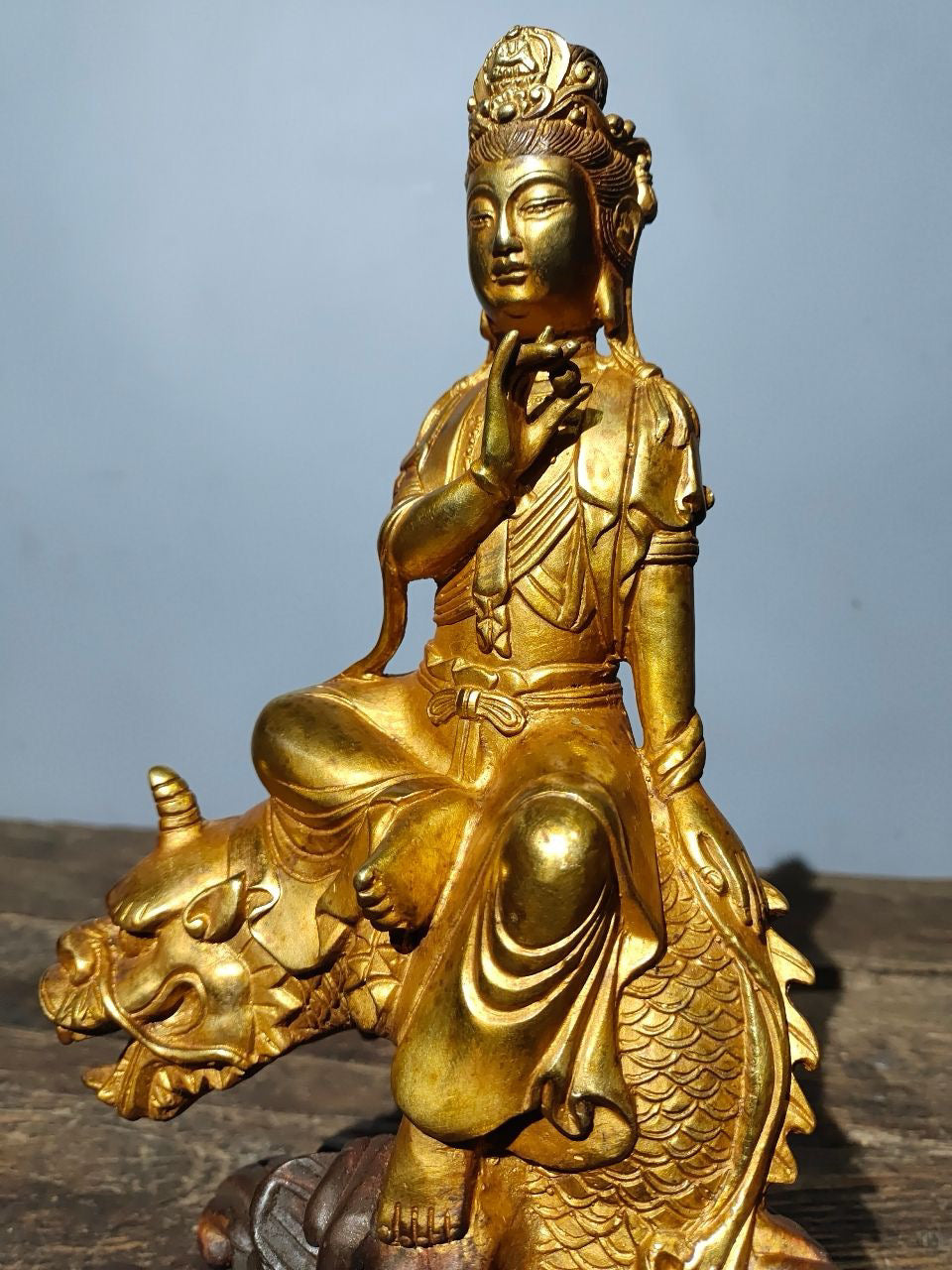 Chinese antique pure copper statue of Guanyin Bodhisattva