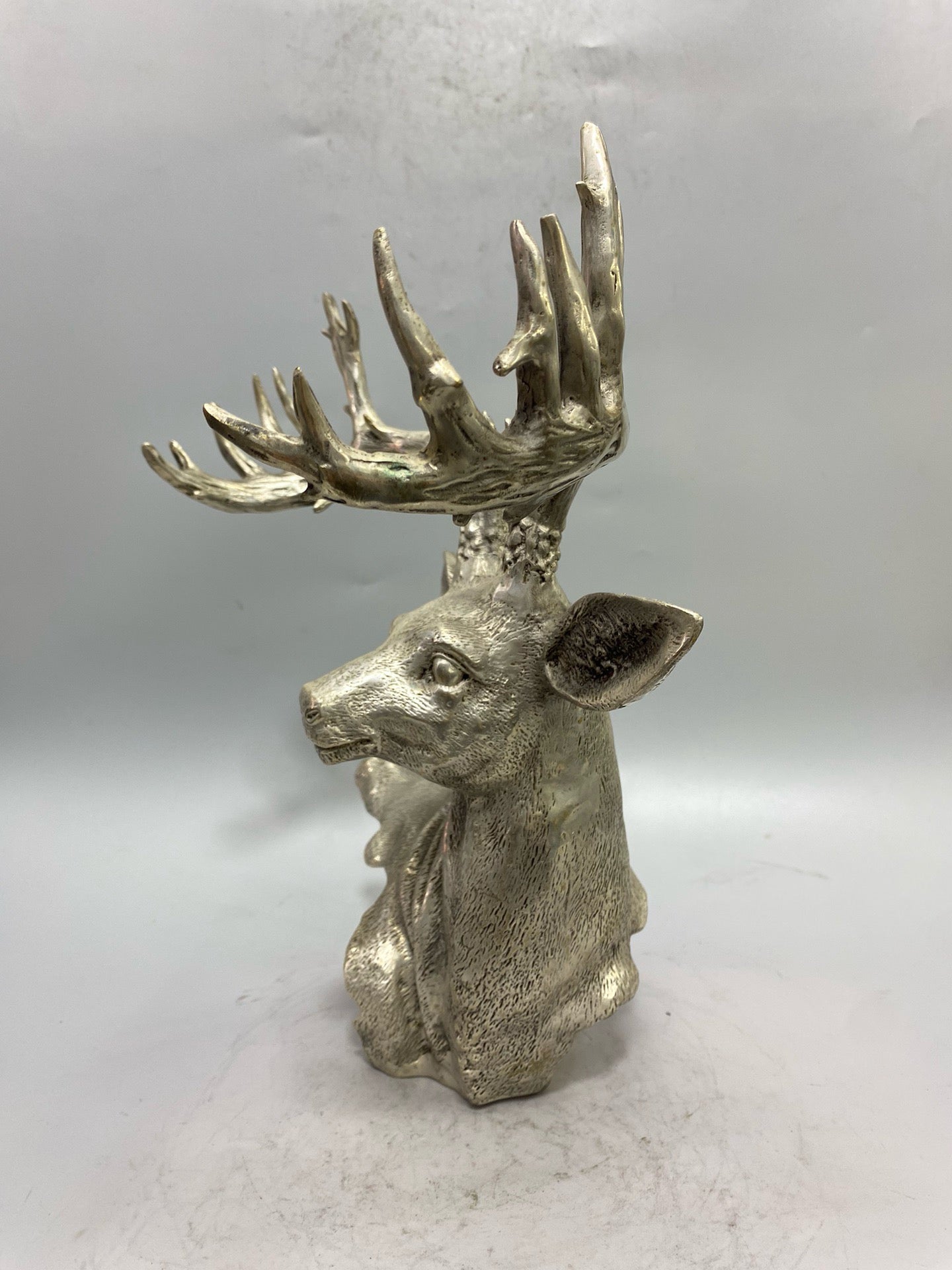 Chinese antique white copper deer head ornament