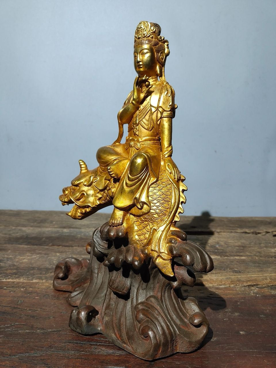 Chinese antique pure copper statue of Guanyin Bodhisattva