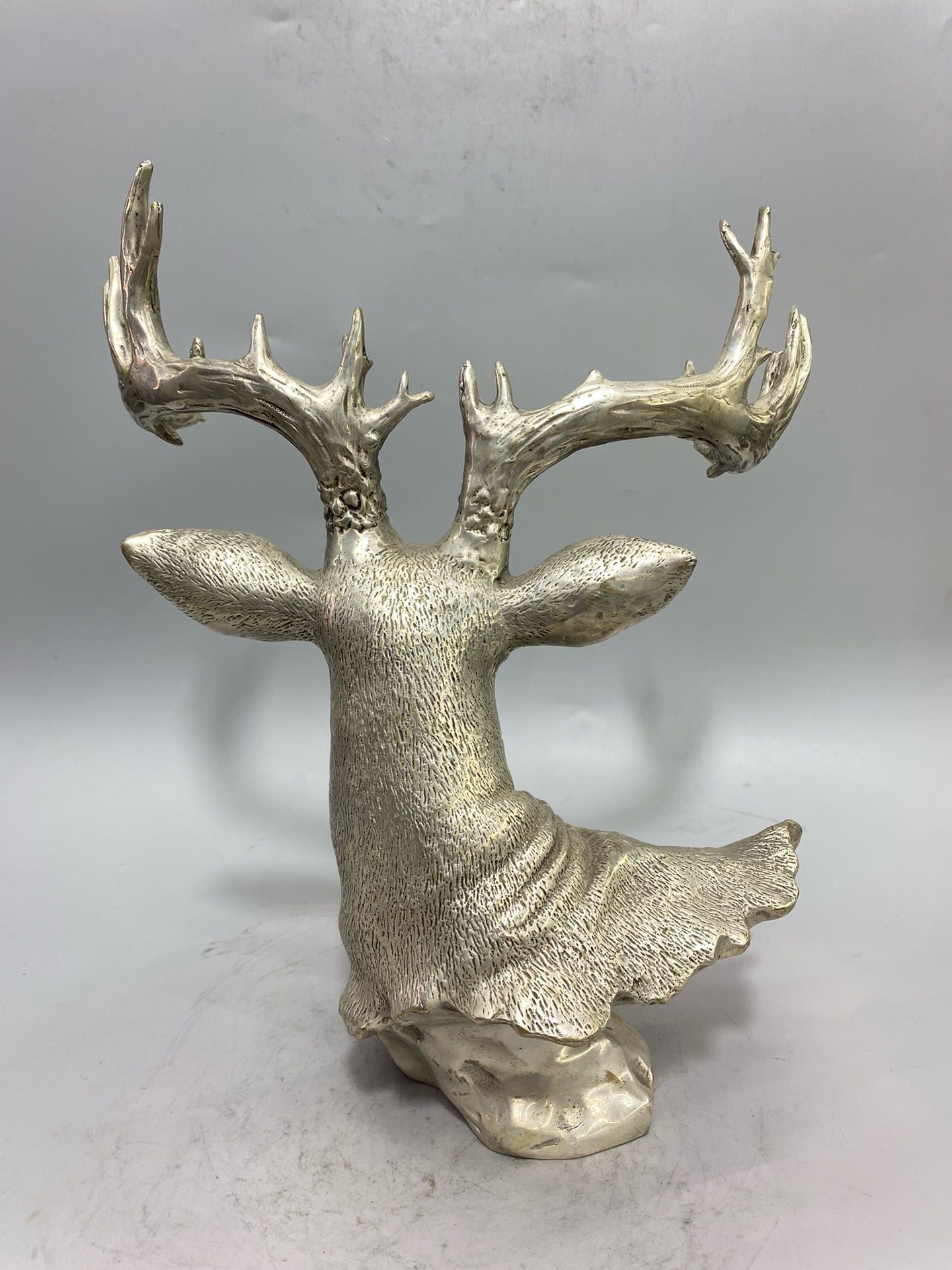 Chinese antique white copper deer head ornament