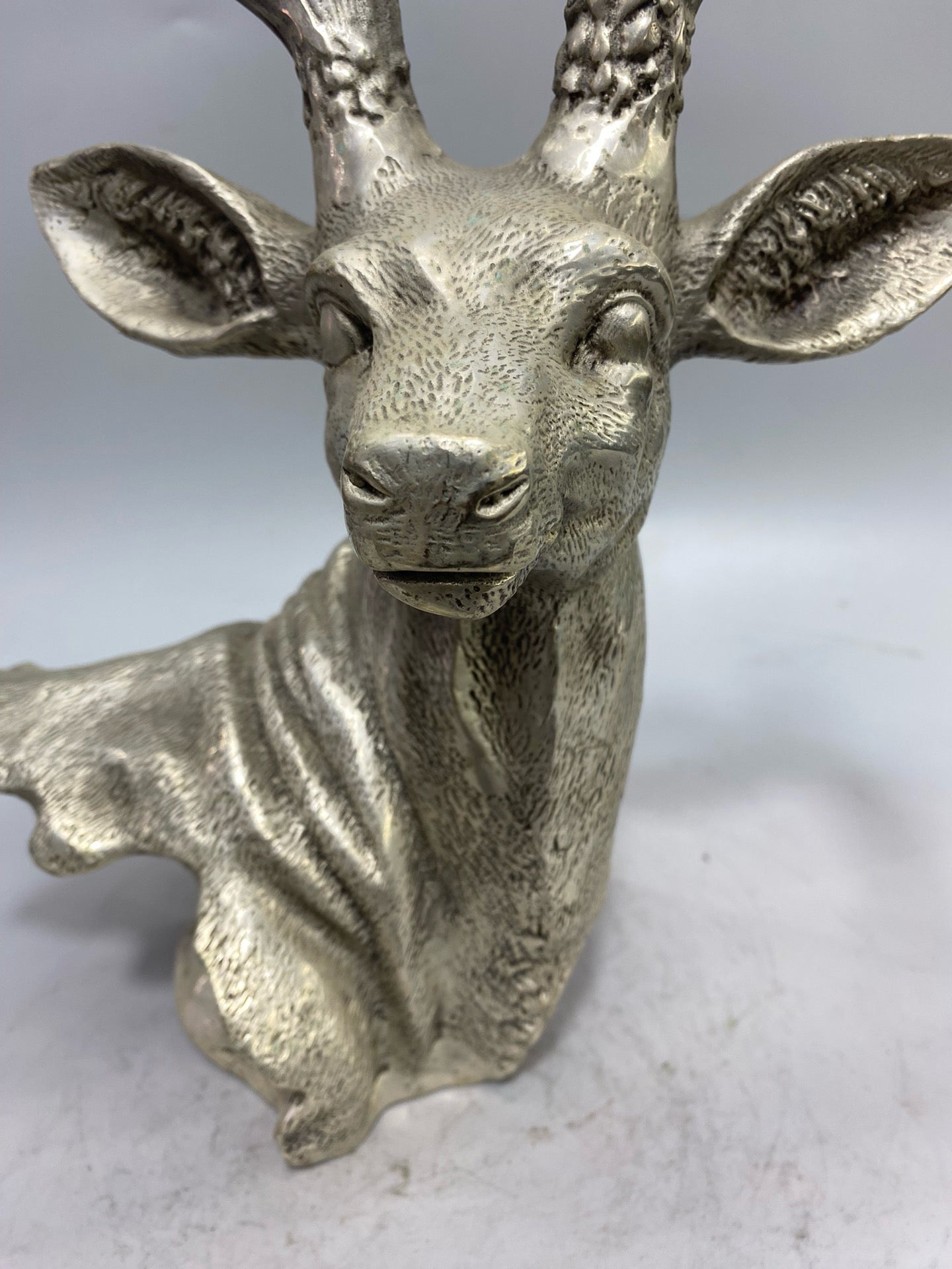 Chinese antique white copper deer head ornament