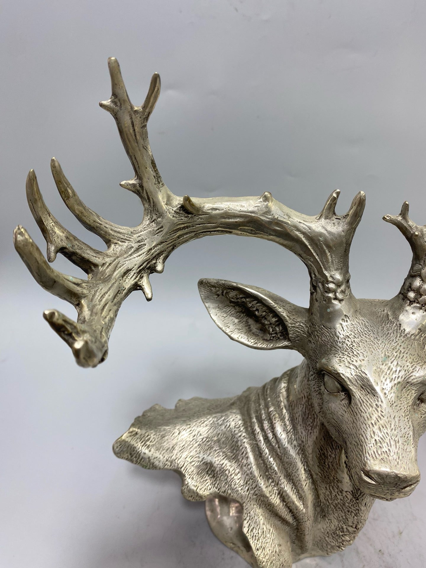 Chinese antique white copper deer head ornament