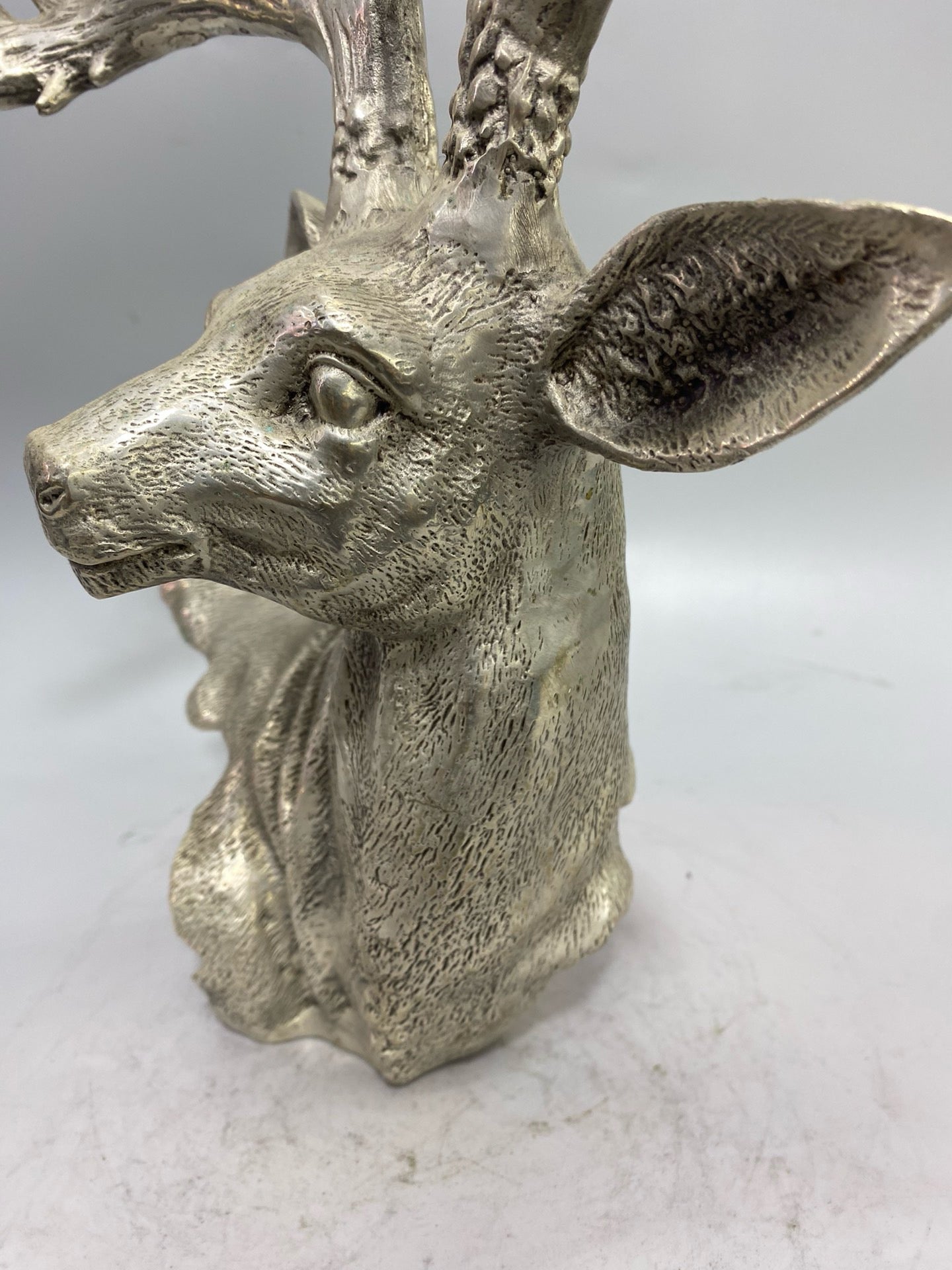 Chinese antique white copper deer head ornament