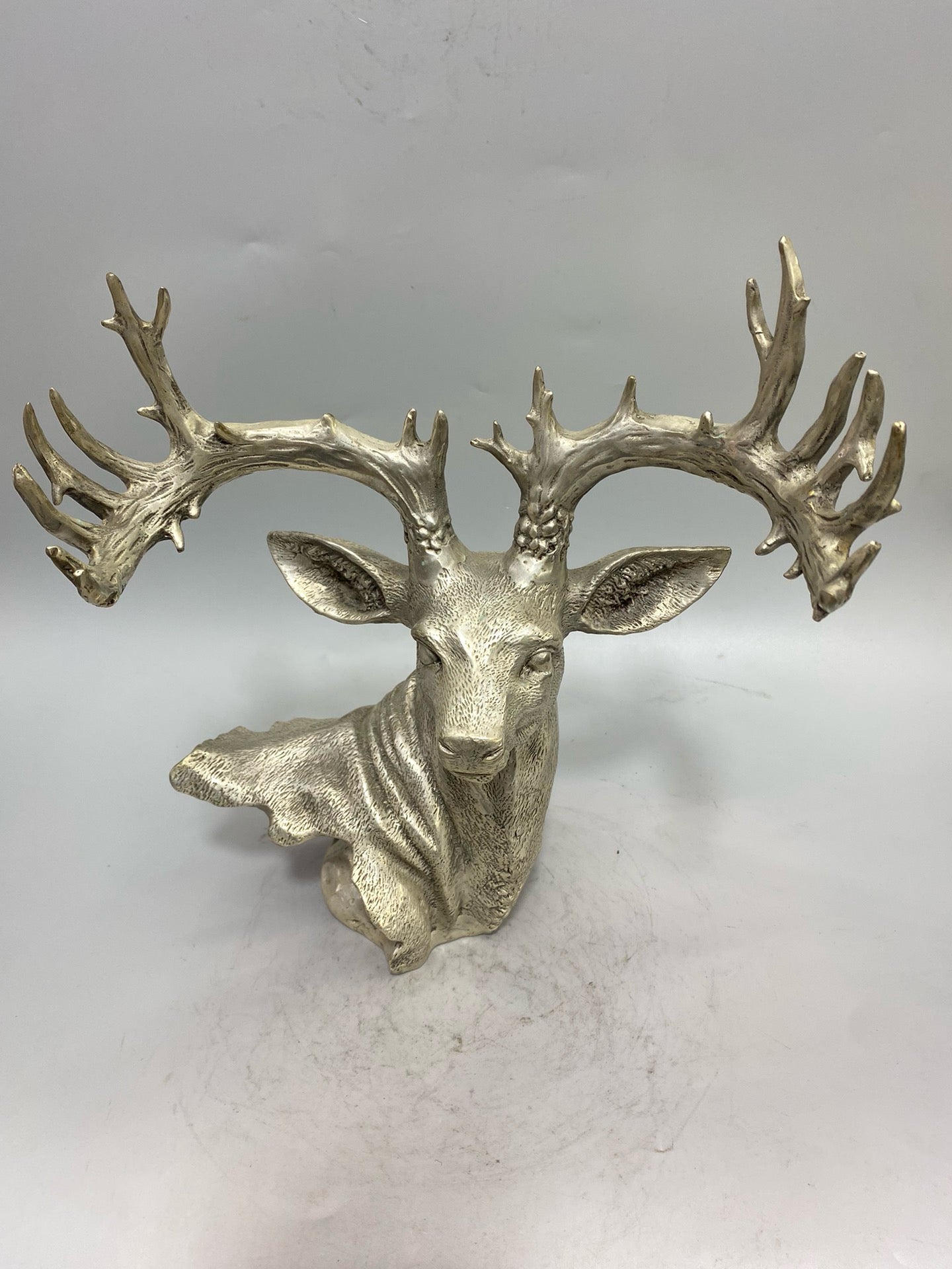 Chinese antique white copper deer head ornament