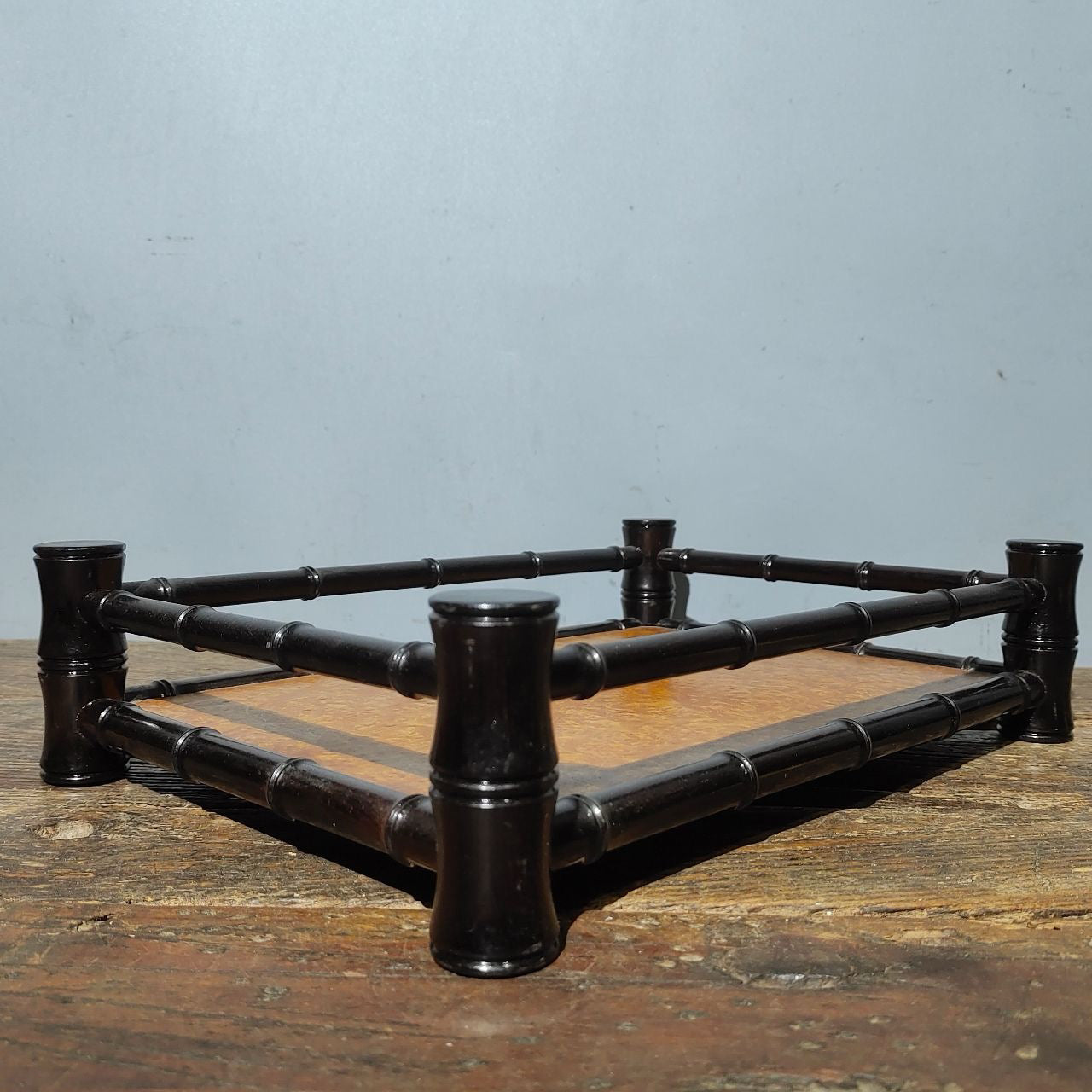 Chinese antique sandalwood tea plate ornaments