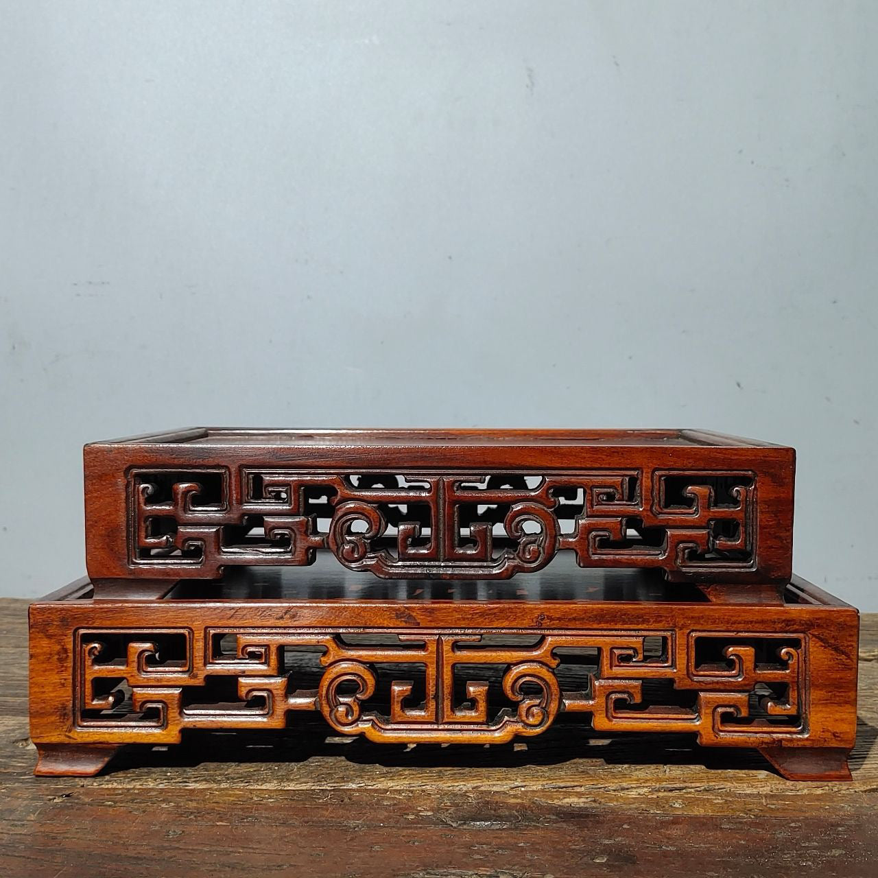 Chinese antique rosewood carved vase base