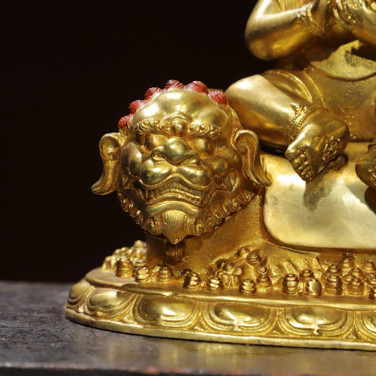 Bronze painted [Boy Riding Beast] Buddha statue