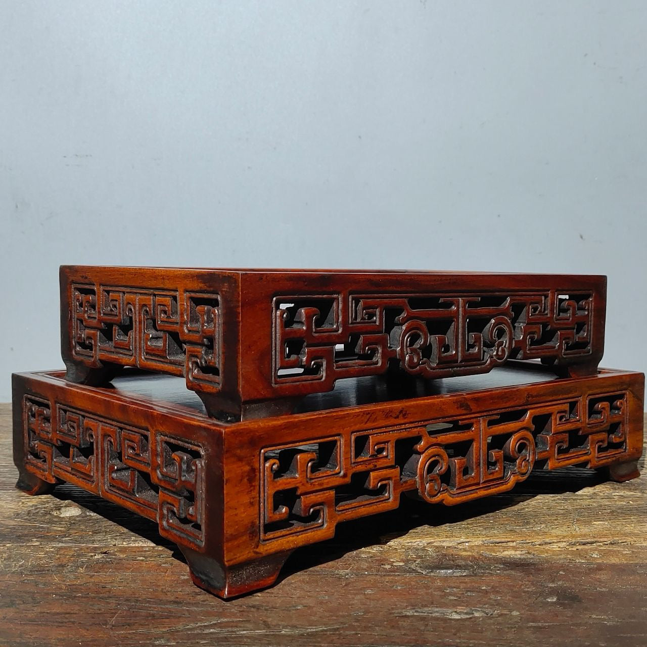Chinese antique rosewood carved vase base
