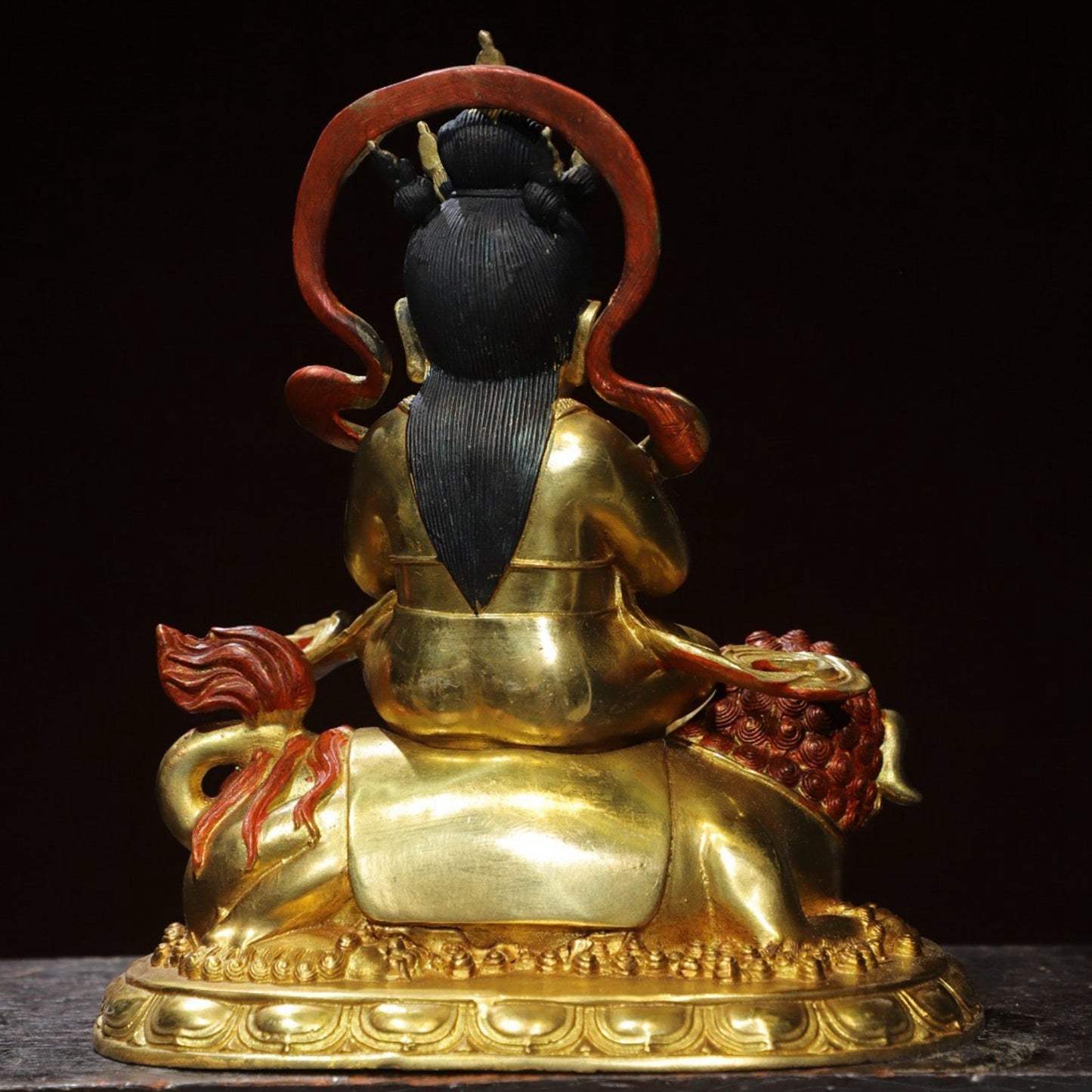 Bronze painted [Boy Riding Beast] Buddha statue