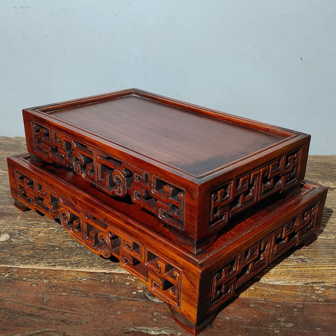 Chinese antique rosewood carved vase base