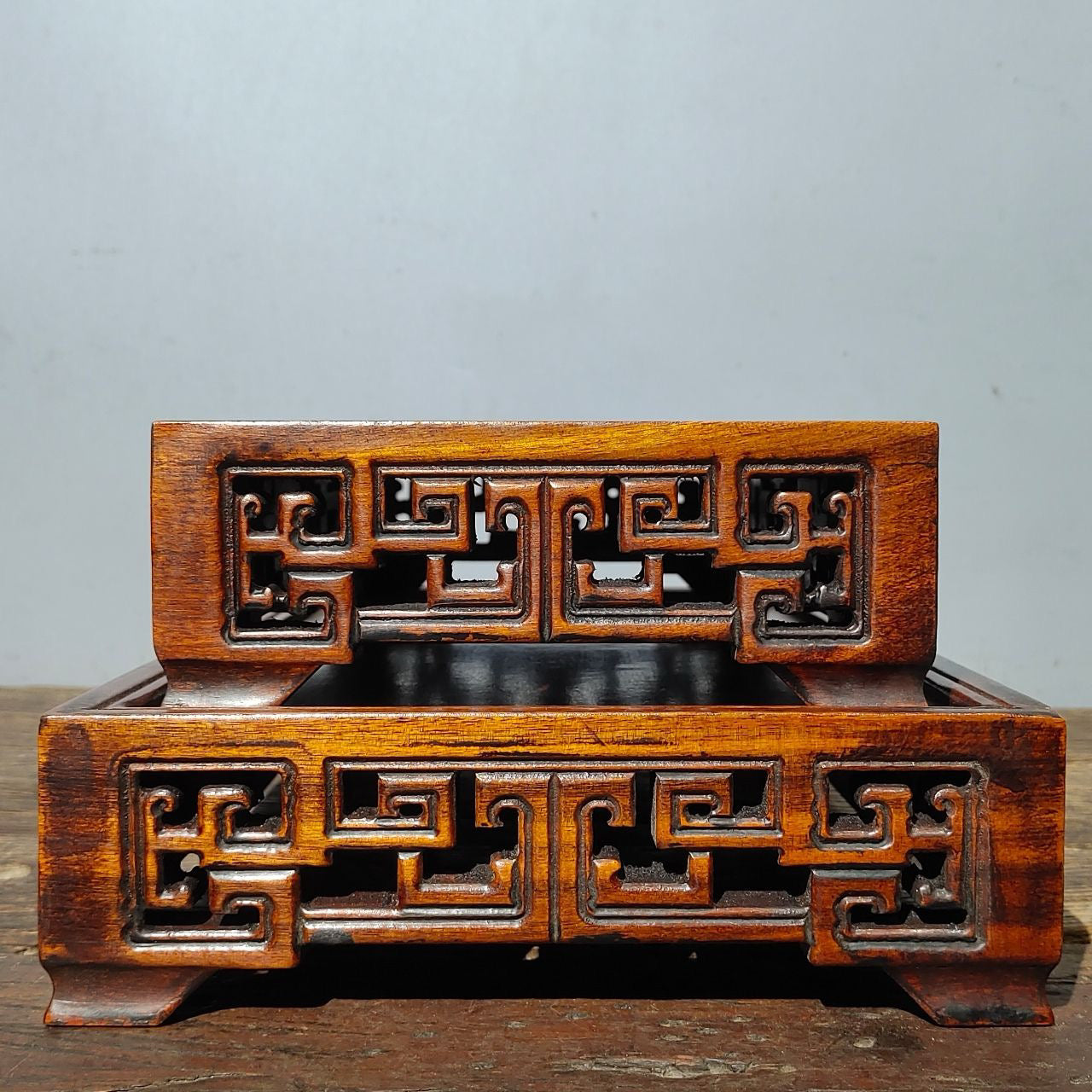 Chinese antique rosewood carved vase base