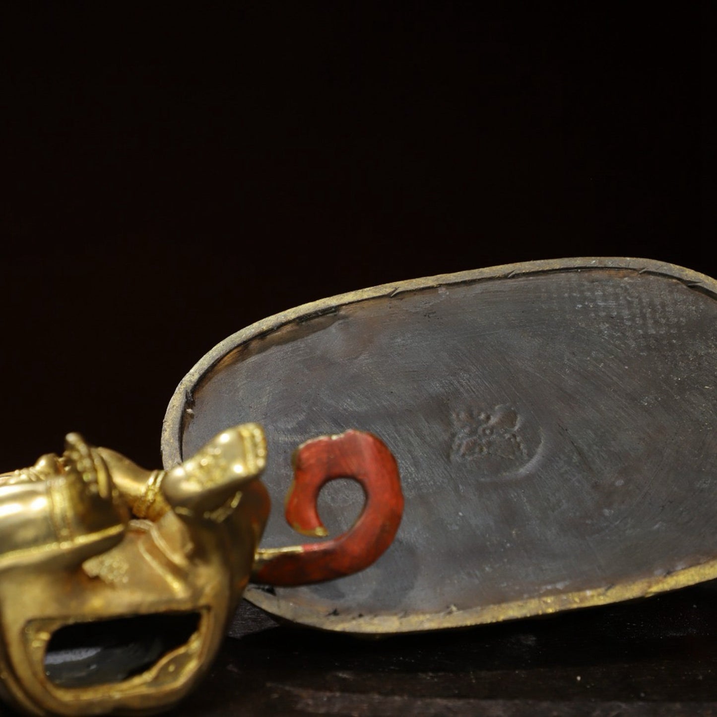 Bronze painted [Boy Riding Beast] Buddha statue