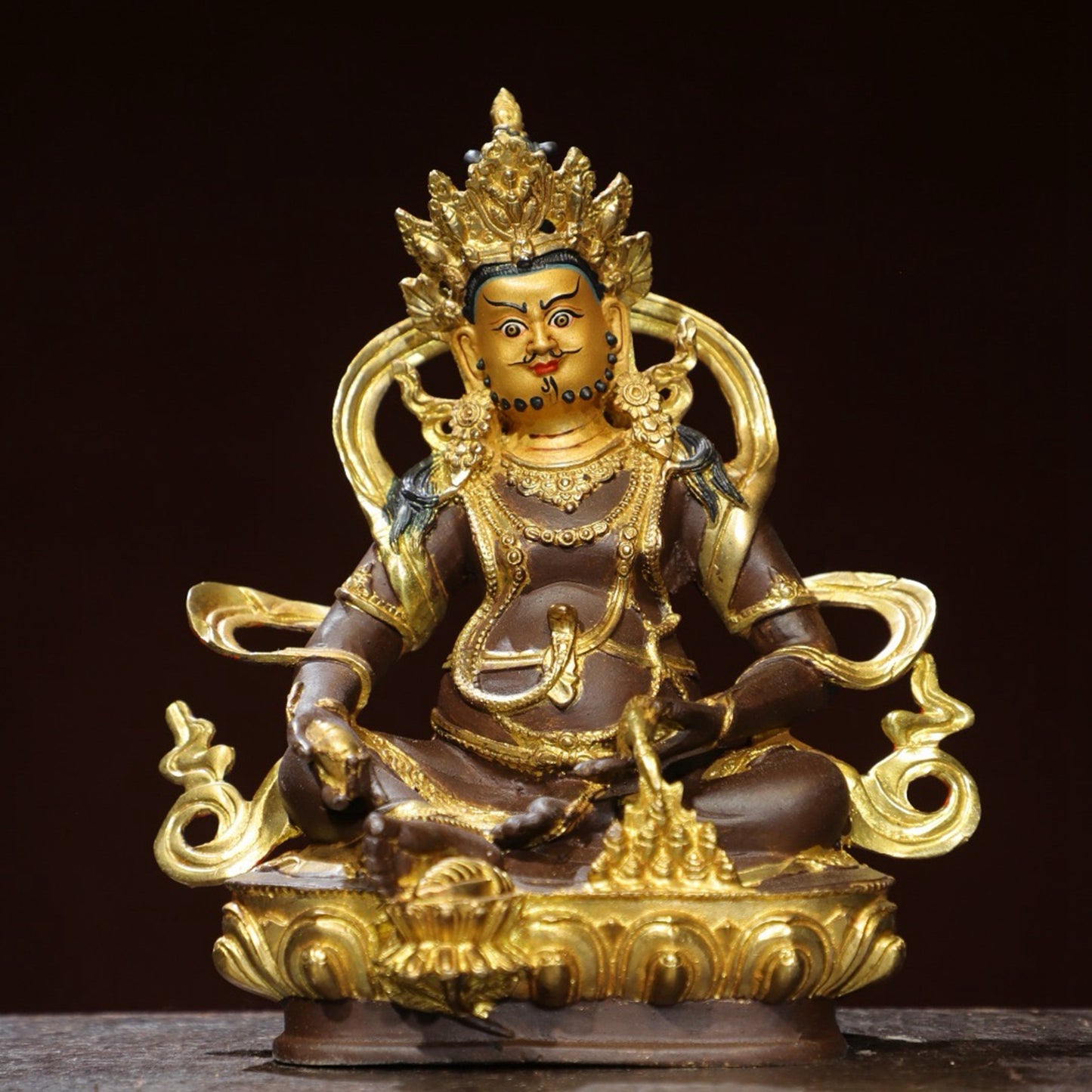 Bronze painted Buddha statue of the Yellow God of Wealth