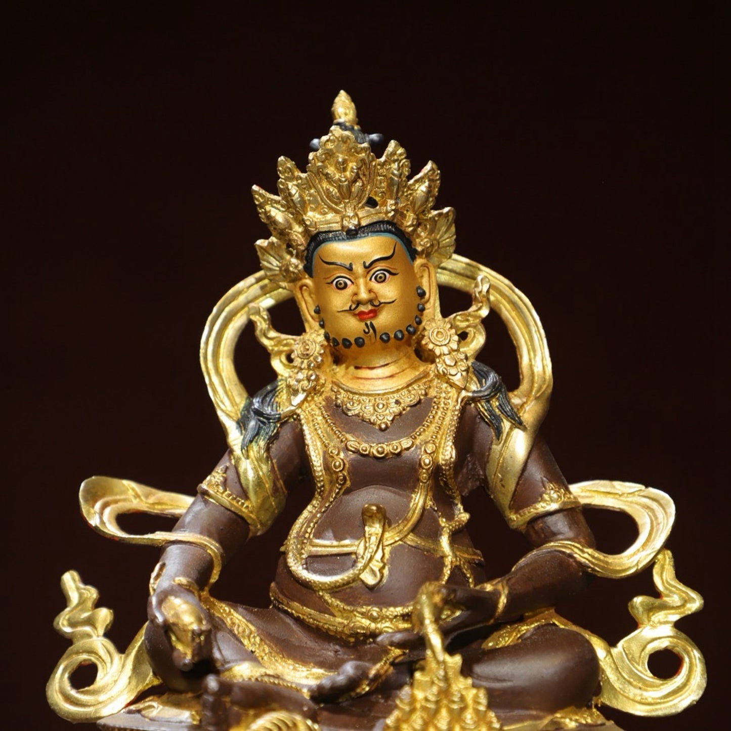 Bronze painted Buddha statue of the Yellow God of Wealth