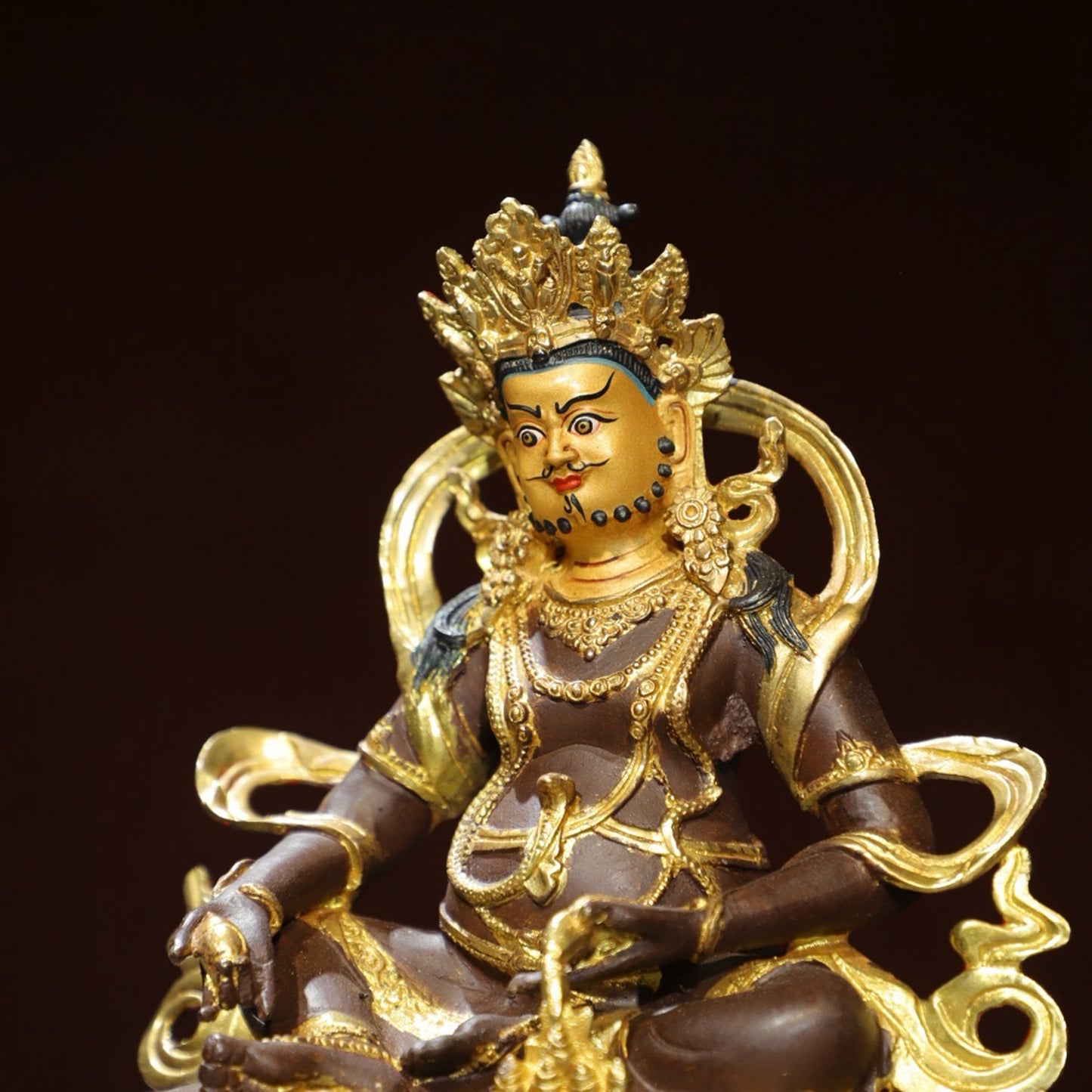 Bronze painted Buddha statue of the Yellow God of Wealth