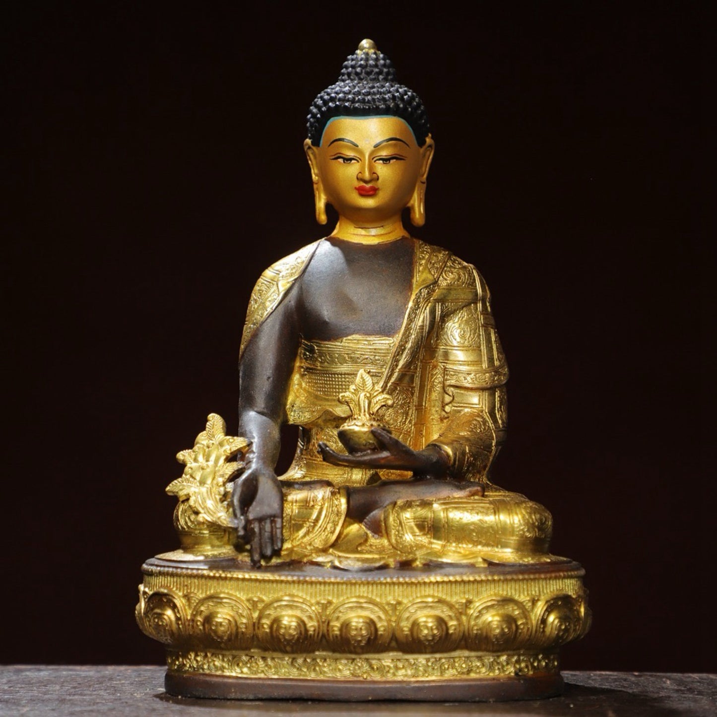 Bronze painted Buddha statue of Sutra Vajra