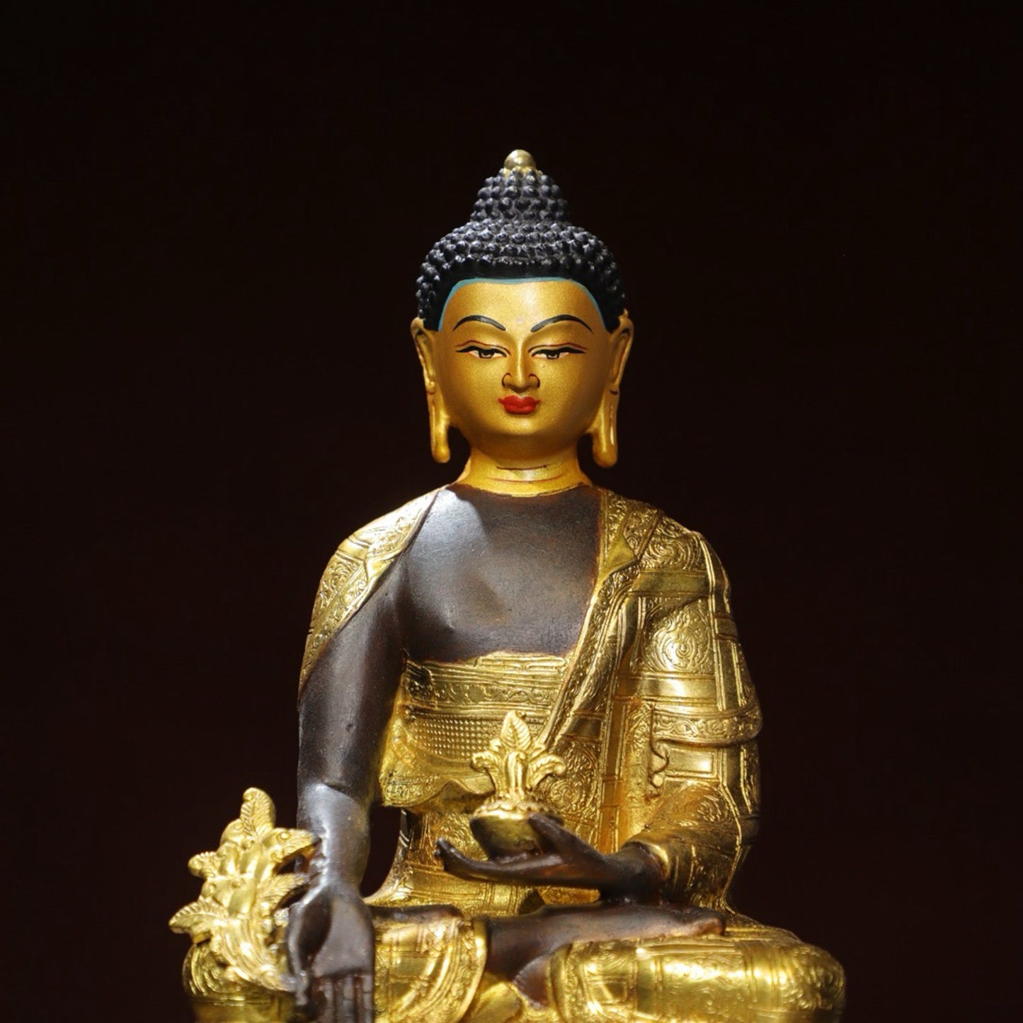 Bronze painted Buddha statue of Sutra Vajra