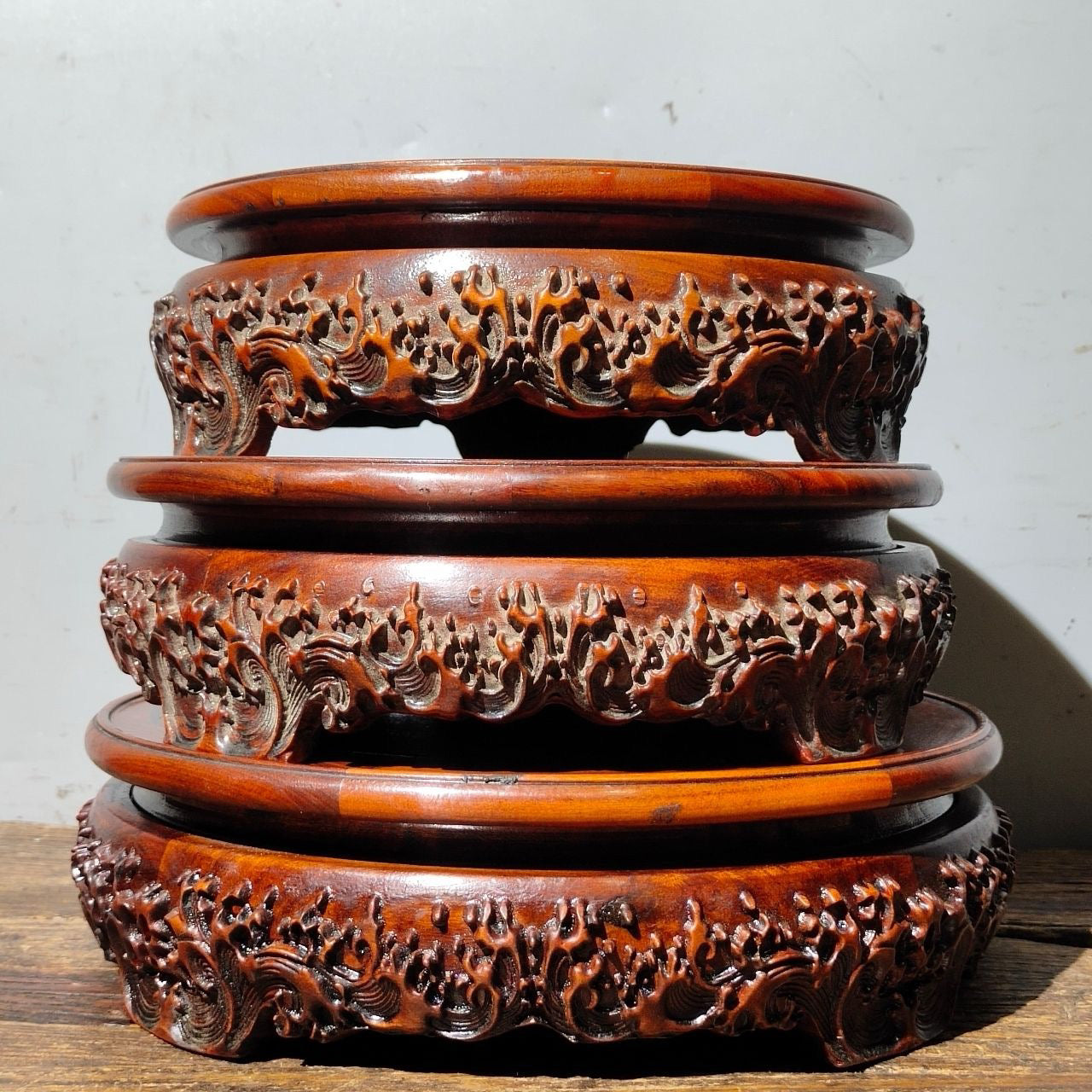 Chinese antique rosewood phoenix flower table