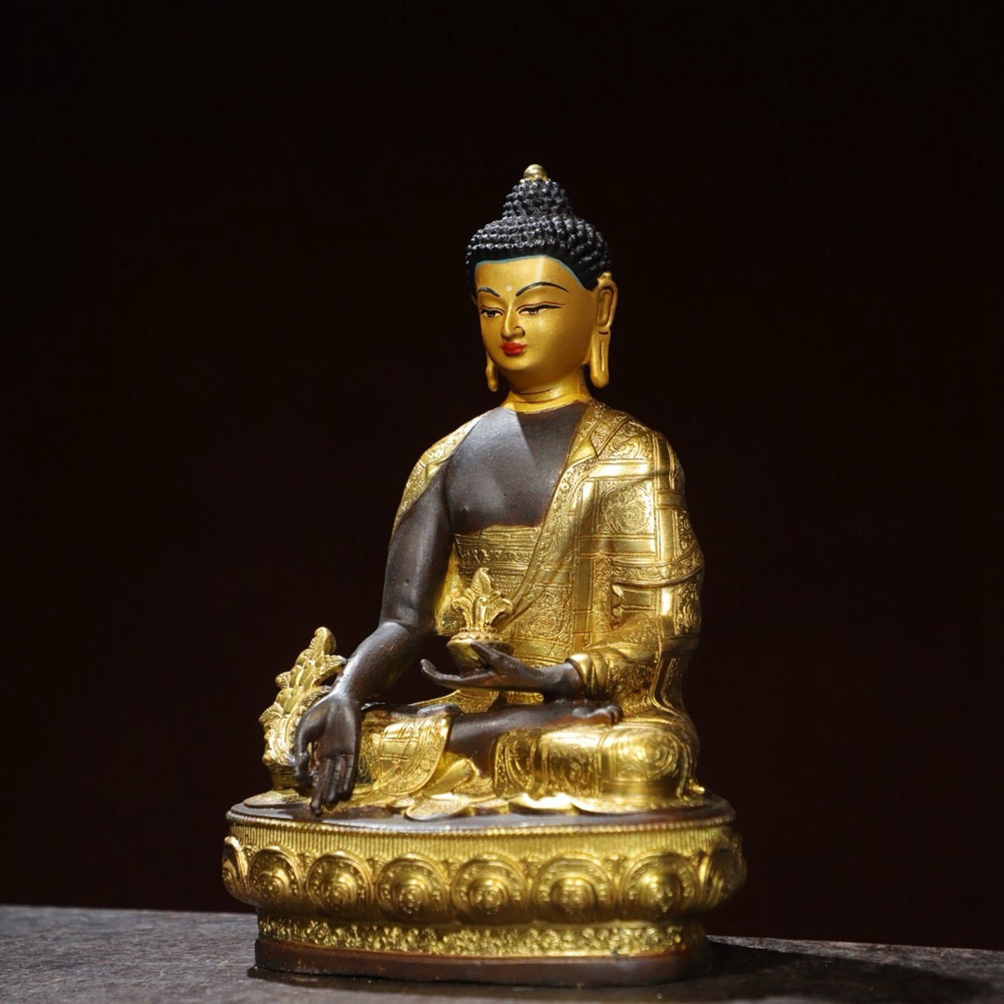 Bronze painted Buddha statue of Sutra Vajra