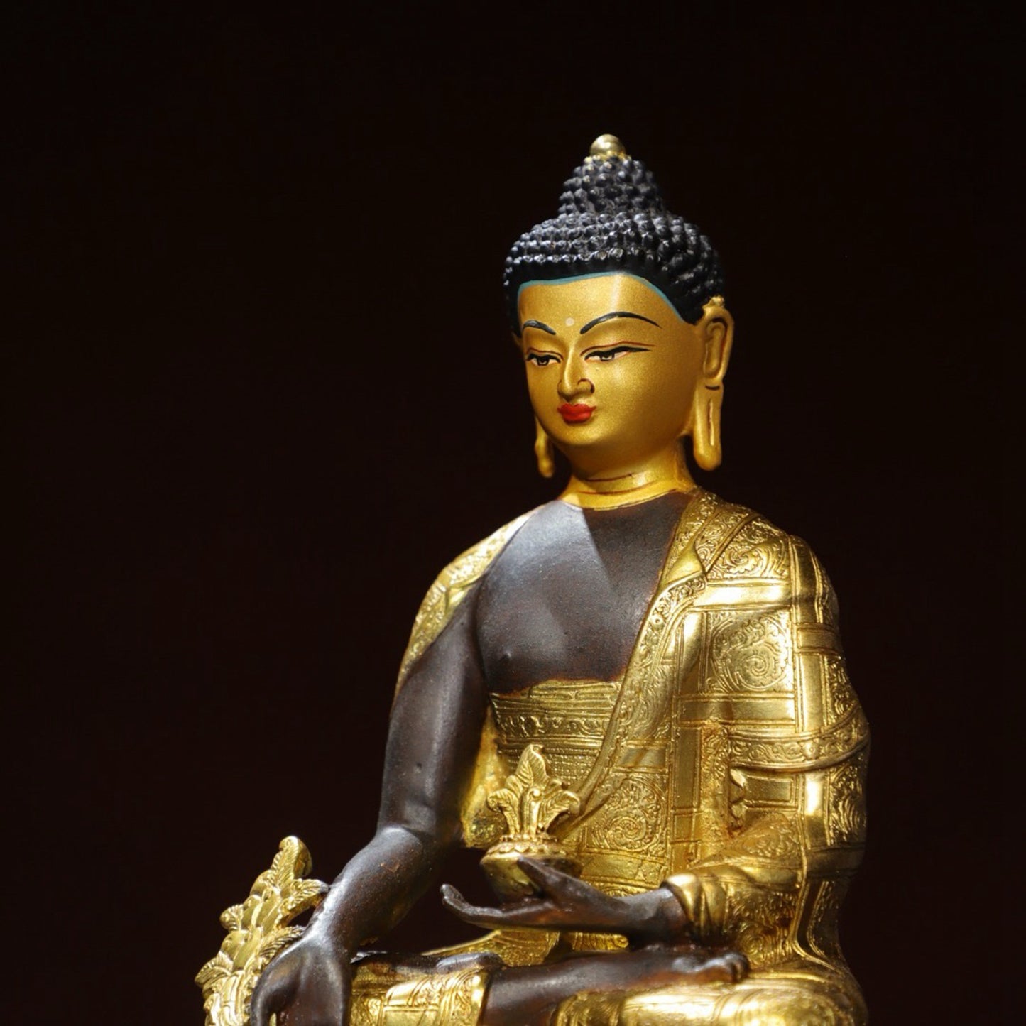 Bronze painted Buddha statue of Sutra Vajra