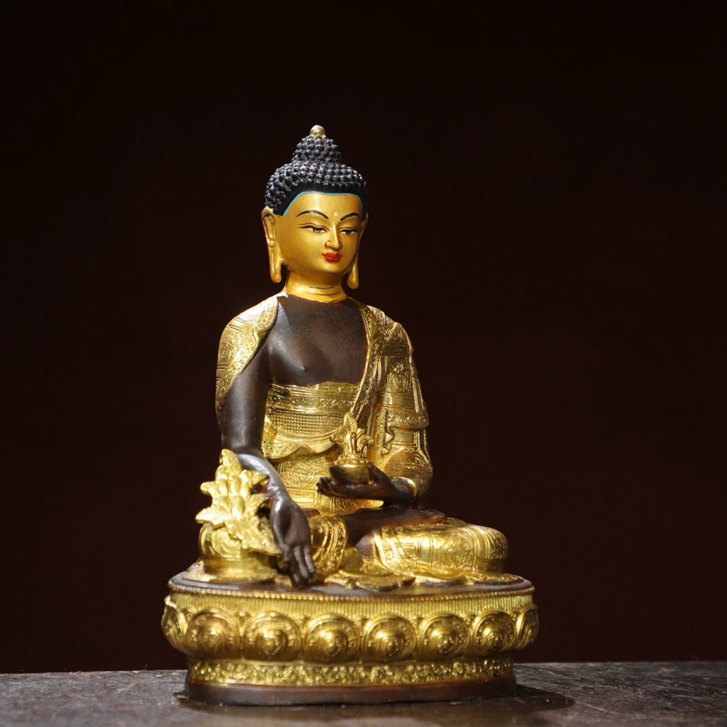 Bronze painted Buddha statue of Sutra Vajra