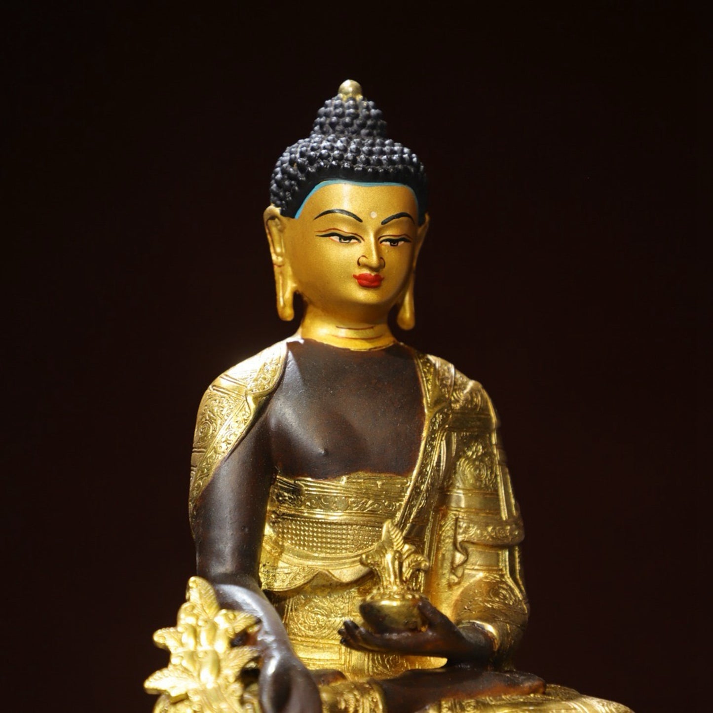 Bronze painted Buddha statue of Sutra Vajra