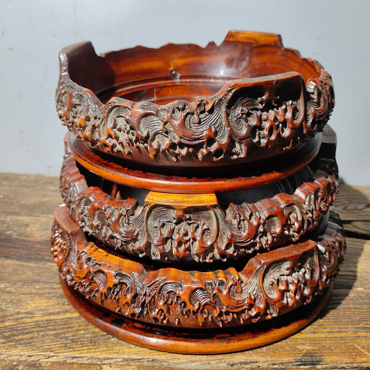 Chinese antique rosewood phoenix flower table
