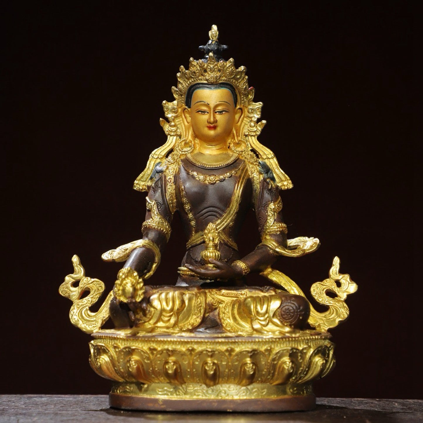 Bronze painted statue of Longevity Buddha