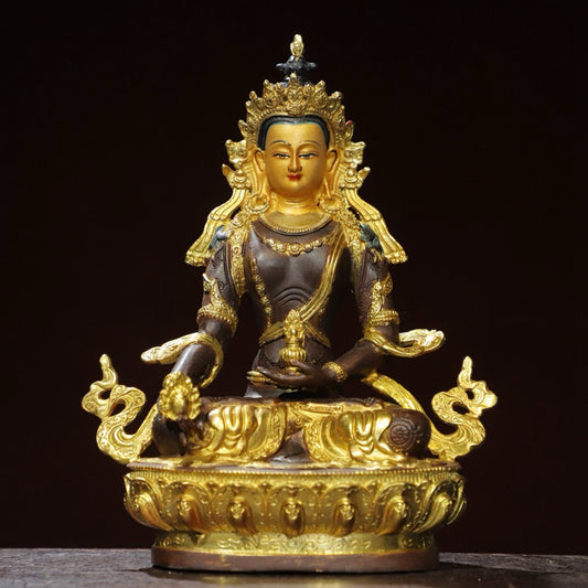 Bronze painted statue of Longevity Buddha