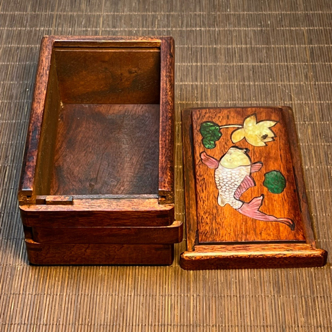 Chinese antique rosewood inlaid with seashells, with over a year's worth of carved mechanism boxes