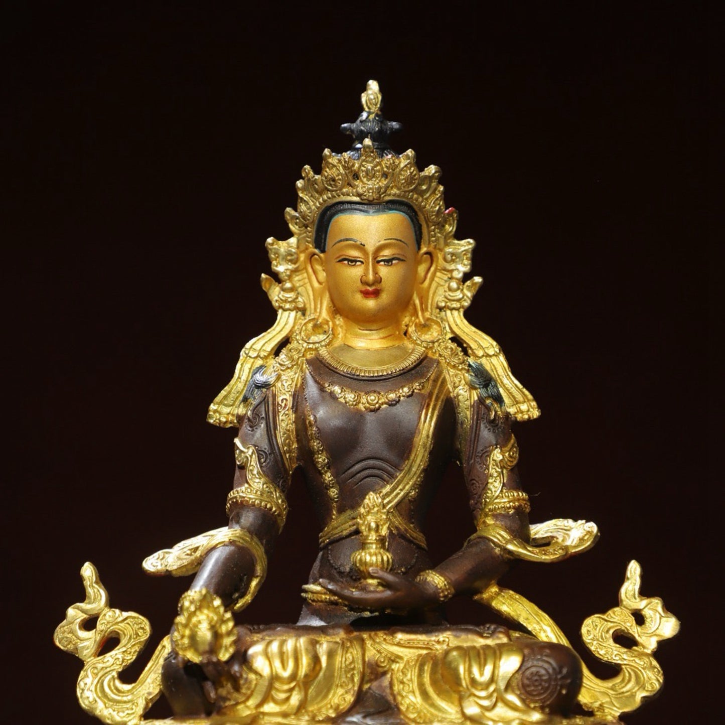 Bronze painted statue of Longevity Buddha