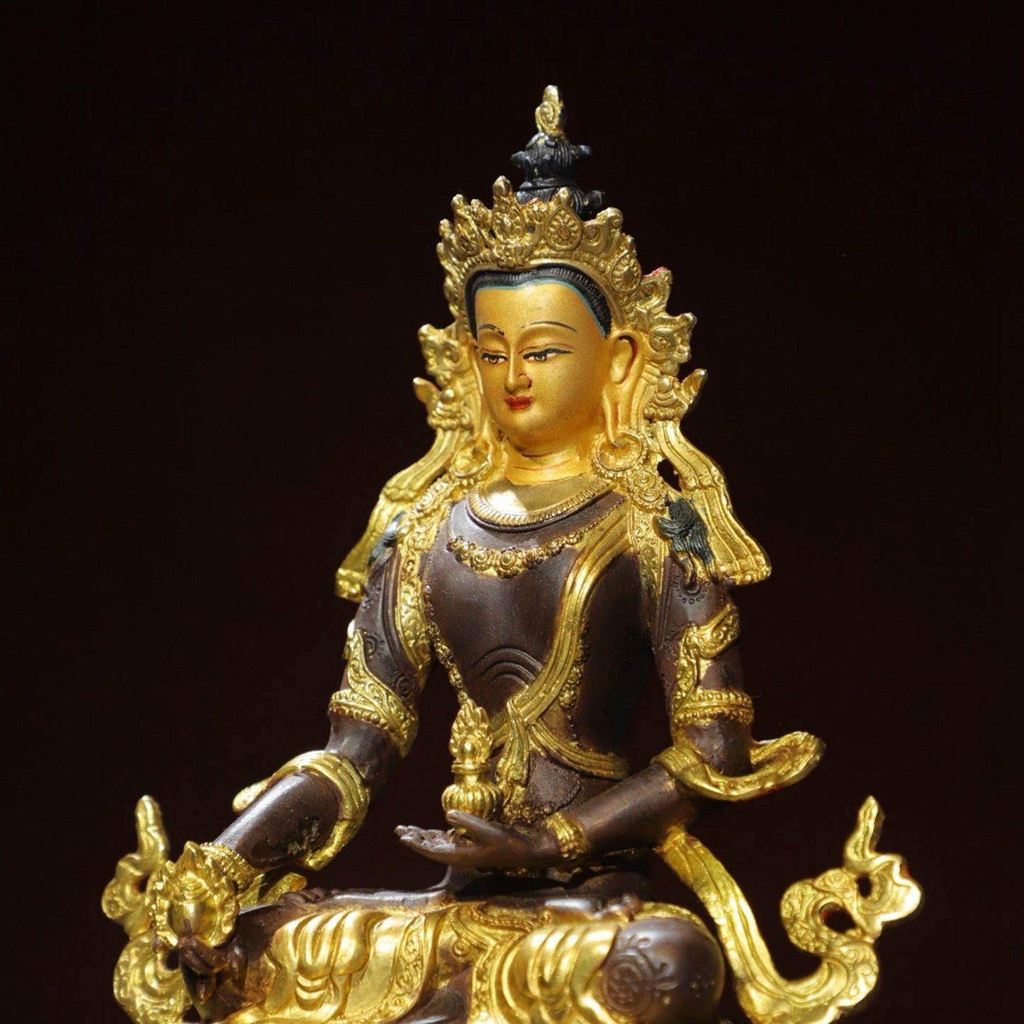 Bronze painted statue of Longevity Buddha