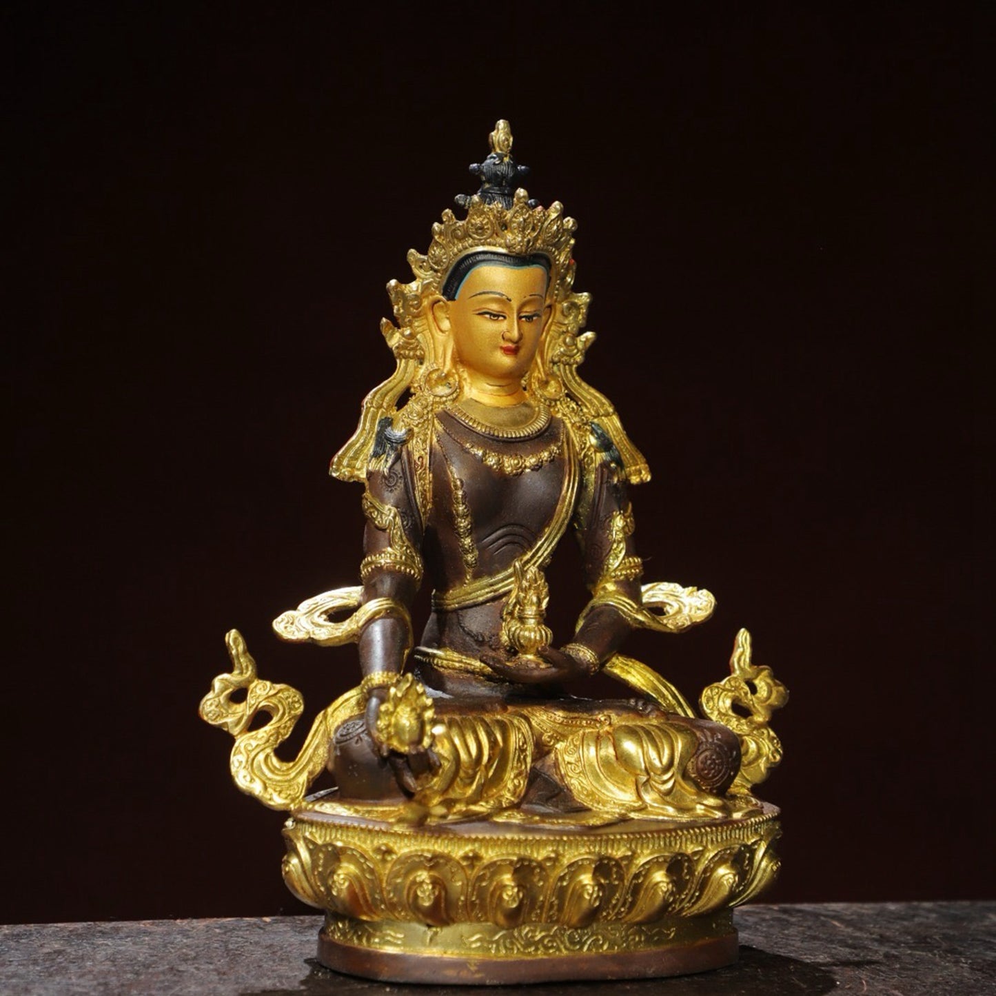 Bronze painted statue of Longevity Buddha