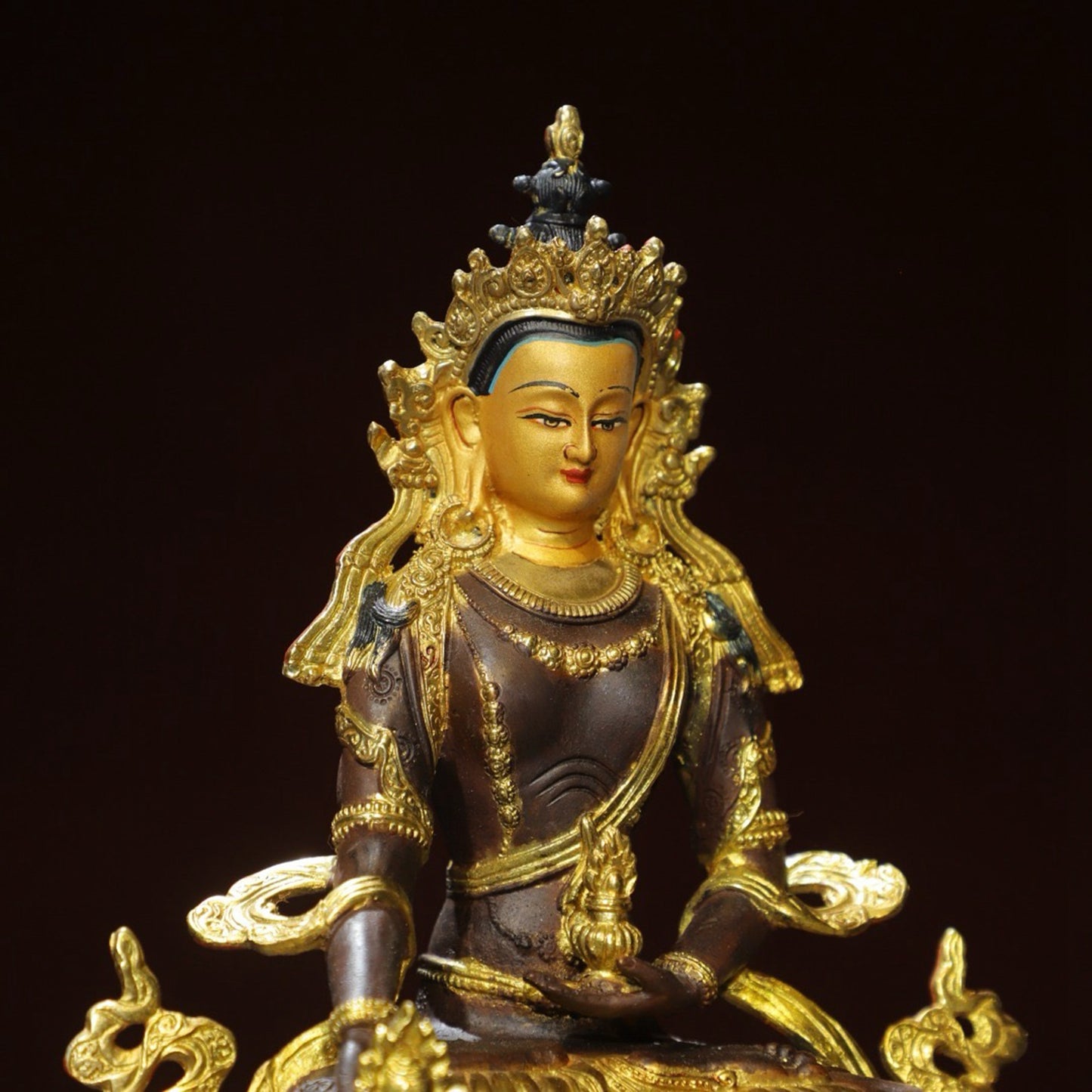 Bronze painted statue of Longevity Buddha
