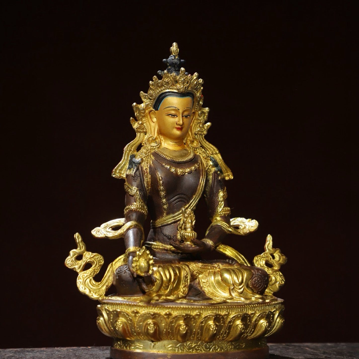 Bronze painted statue of Longevity Buddha