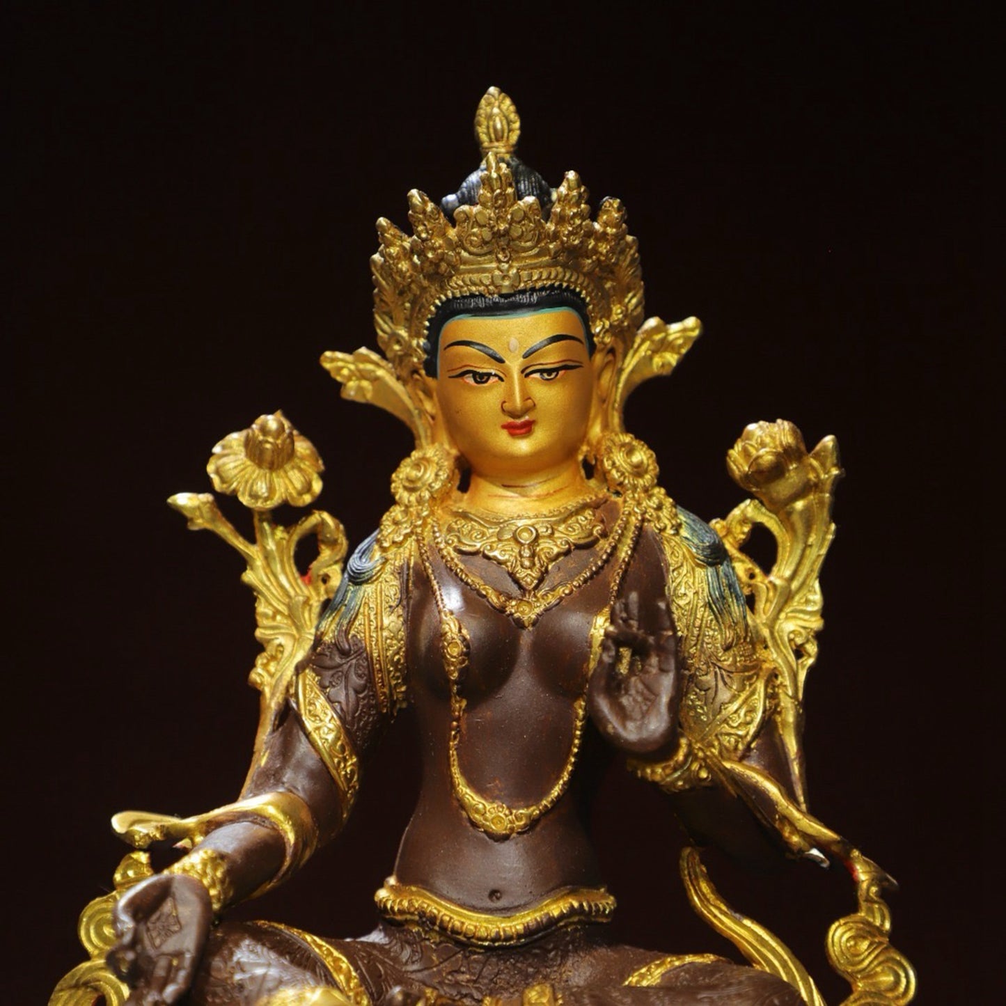 Bronze painted [Green Tara] Buddha statue
