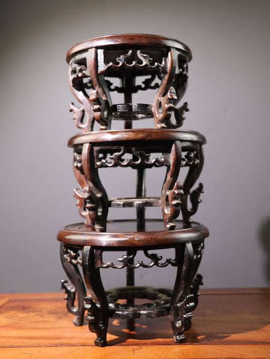 Chinese antique rosewood bent leg base ornament