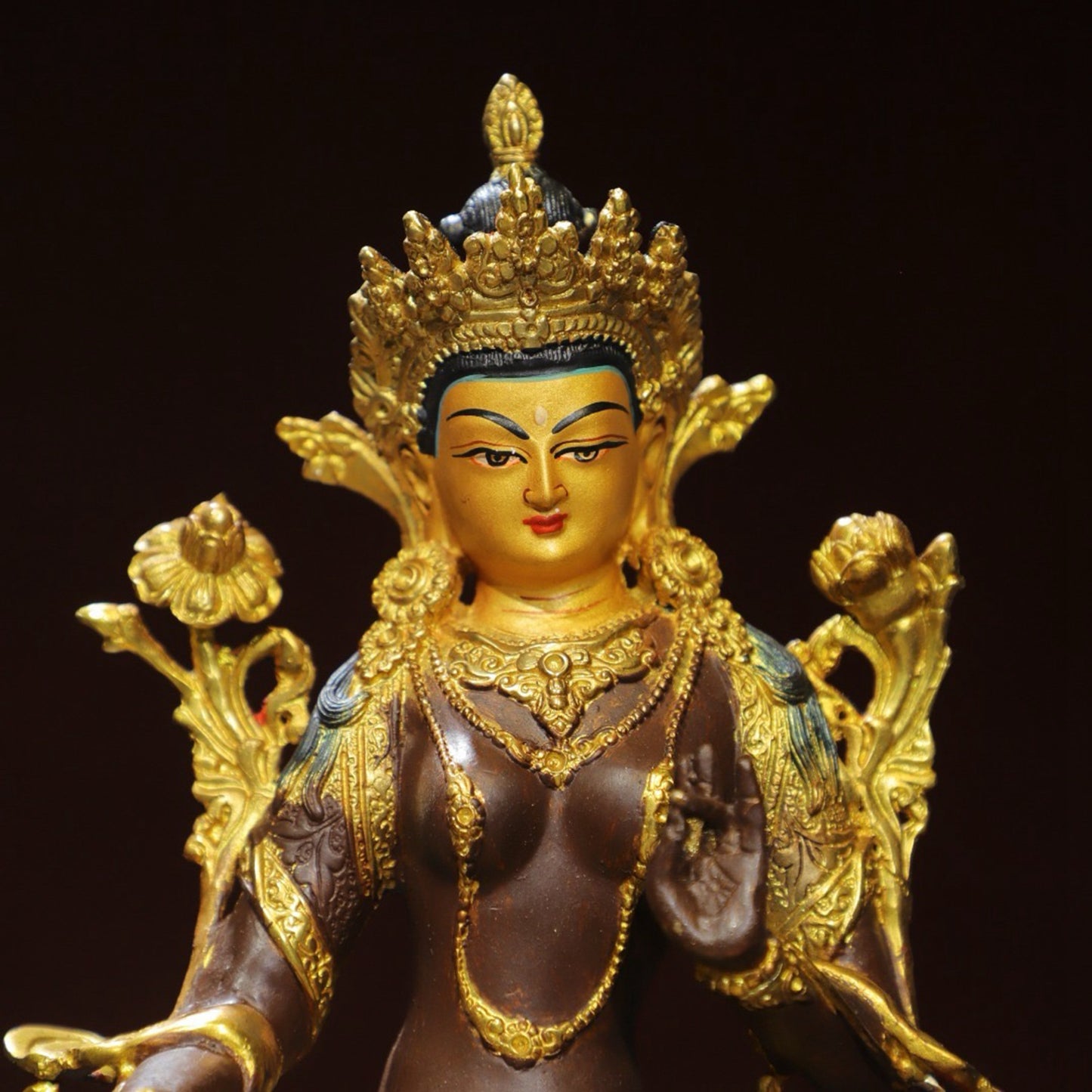 Bronze painted [Green Tara] Buddha statue