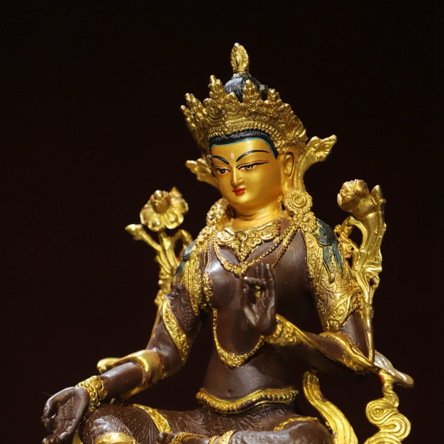 Bronze painted [Green Tara] Buddha statue