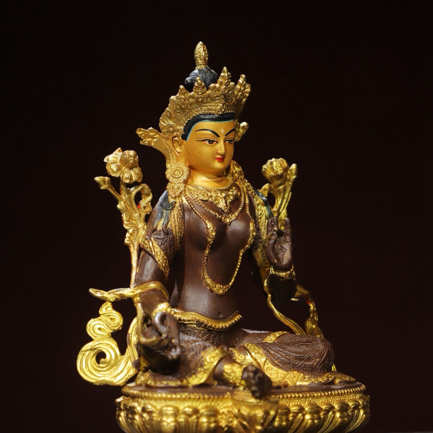 Bronze painted [Green Tara] Buddha statue