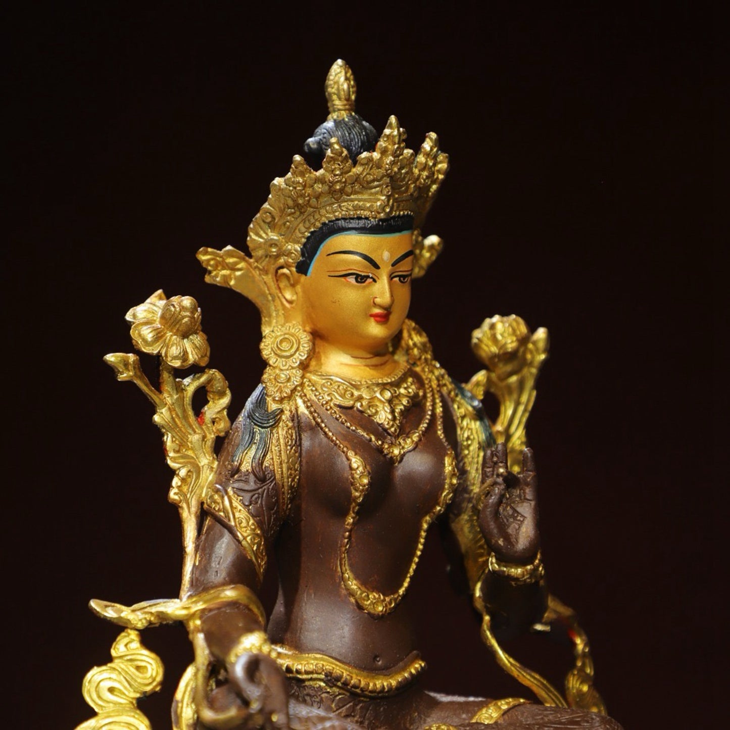 Bronze painted [Green Tara] Buddha statue