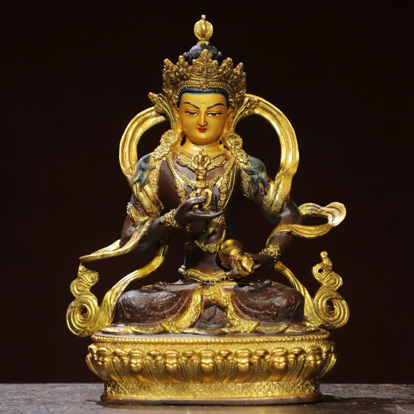 Bronze painted Buddha statue of Sutra Vajra