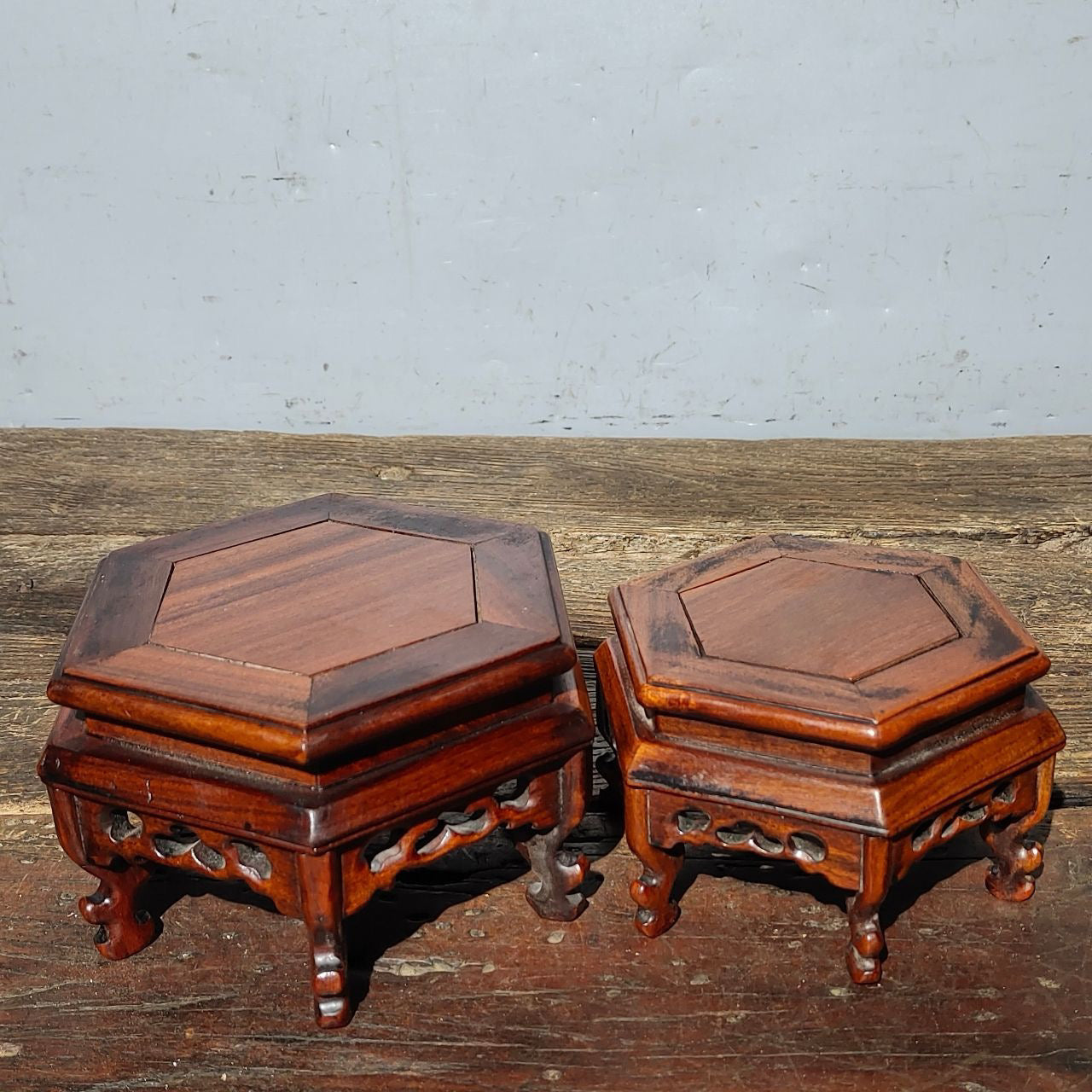 Chinese antique rosewood base copywriting ornaments
