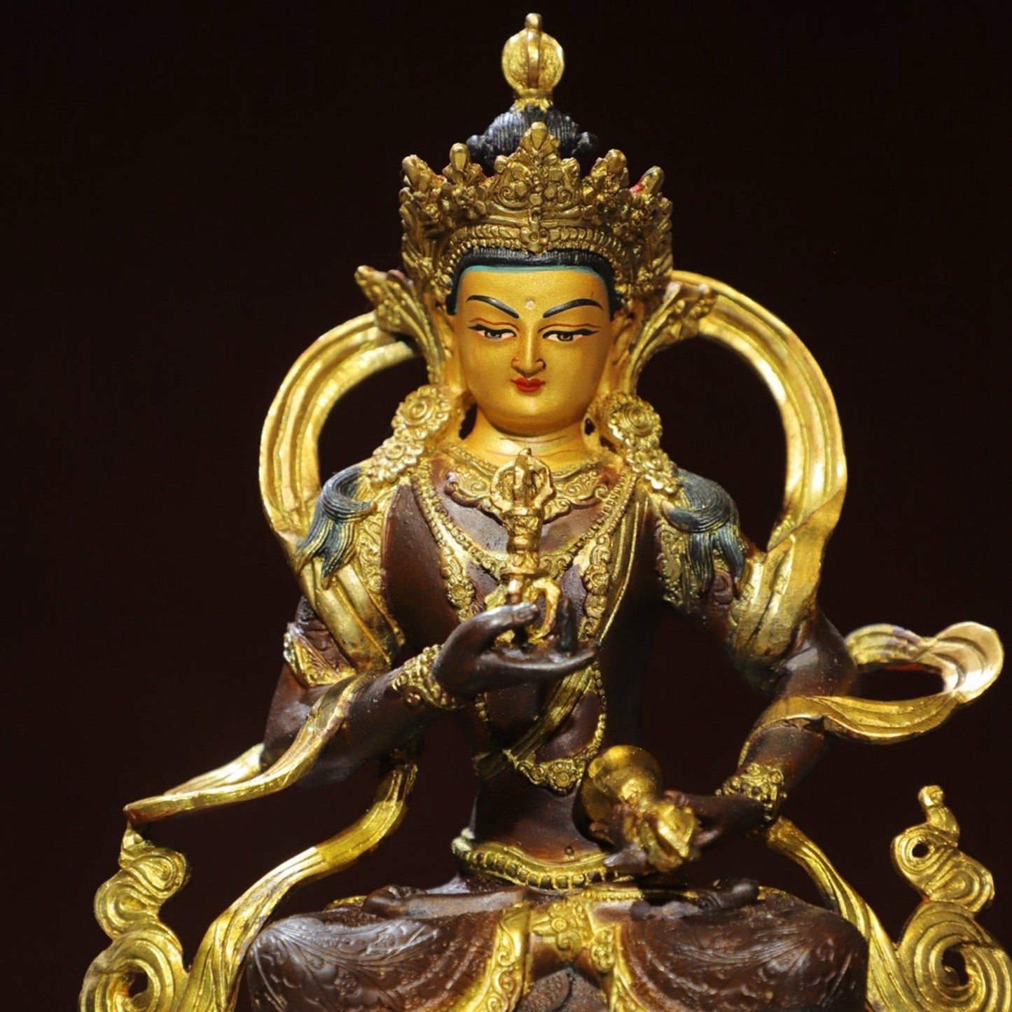 Bronze painted Buddha statue of Sutra Vajra