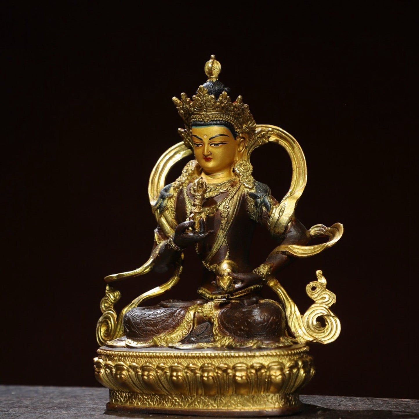 Bronze painted Buddha statue of Sutra Vajra