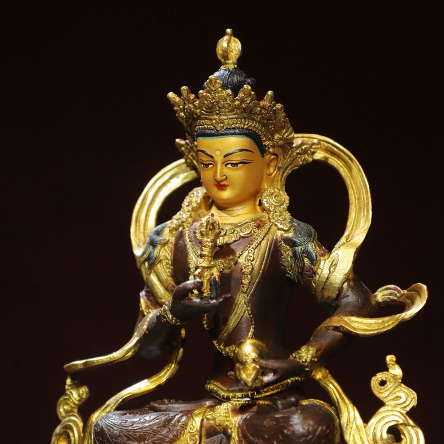 Bronze painted Buddha statue of Sutra Vajra